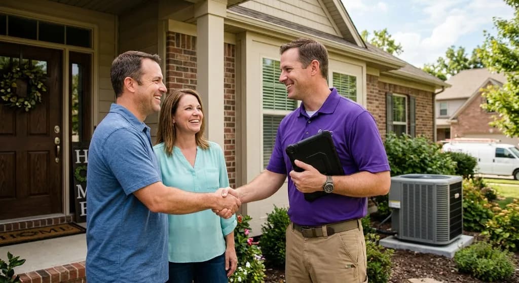 Contractor working with family